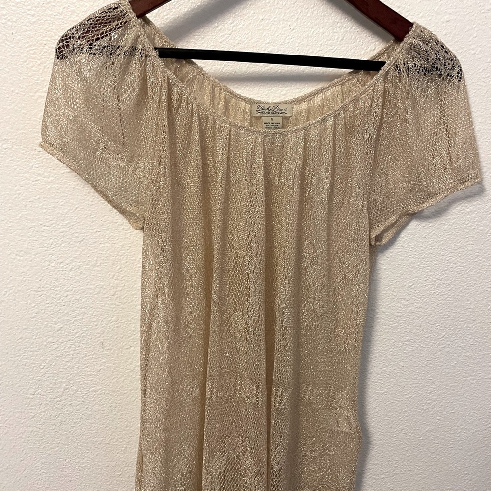 Luck Brand Gold Lace top